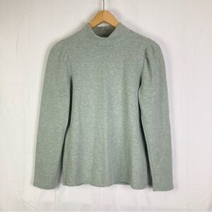 Madewell Top Sz Small Resourced Plush Puff Sleeve Mock Neck Light Sage Green EUC